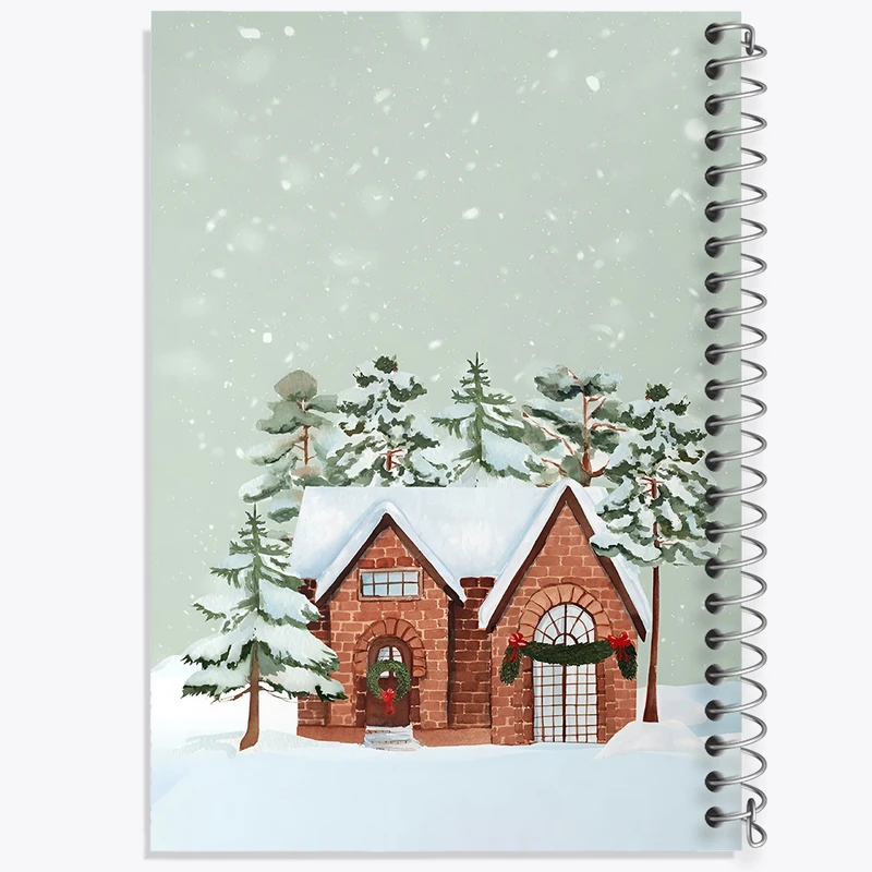 دفتر ژورنال نویسی 50 برگ خندالو مدل نقطه ای طرح کلبه ی برفی کد F7306