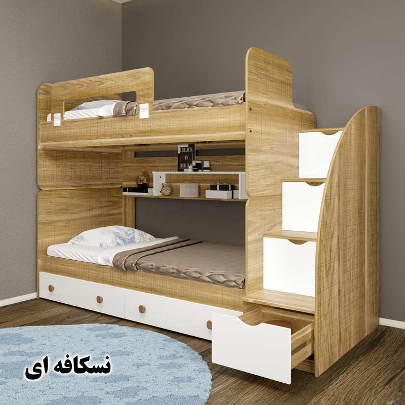 تخت خواب دو طبقه مدل آلفا سایز 90x200 سانتی متر