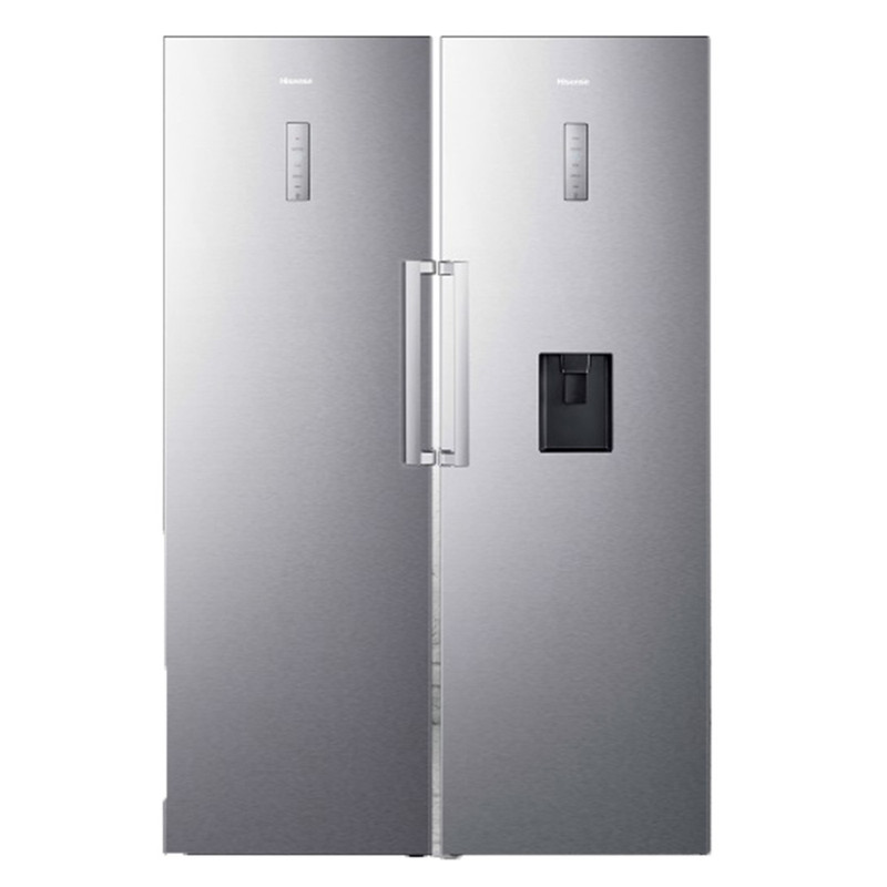 یخچال و فریزر دوقلو 40 فوت هایسنس مدل RS370S/FS270S، دارای نمایشگر و بدون برفک، با ارتفاع 186، پهنای 120 و عمق 67 سانتی متر، میزان مصرف انرژی A+، دارای 5 طبقه در یخچال و 5 کشو در فریزر، دارای سیستم نوفراست