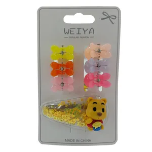 گیره مو دخترانه مدل عروسکی طرح خرس پوو بسته 7 عددی