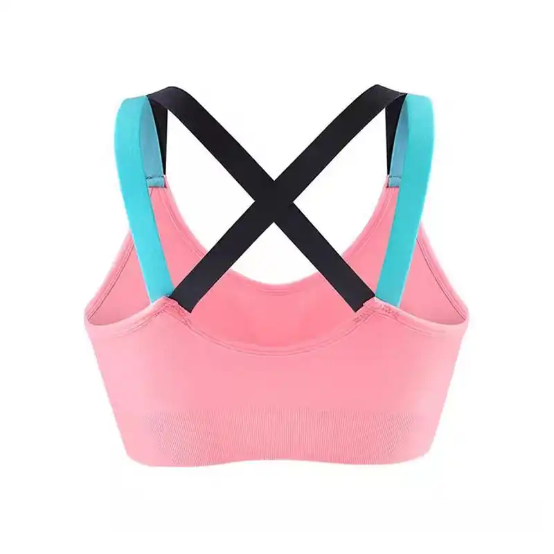 نیم تنه ورزشی زنانه مدل پشت ضربدری رنگ صورتی