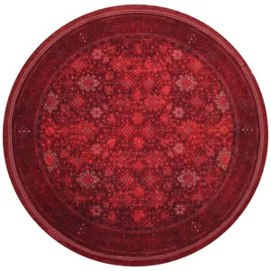 فرش ماشینی مدل گرد طرح یاقوت زمینه زرشکی