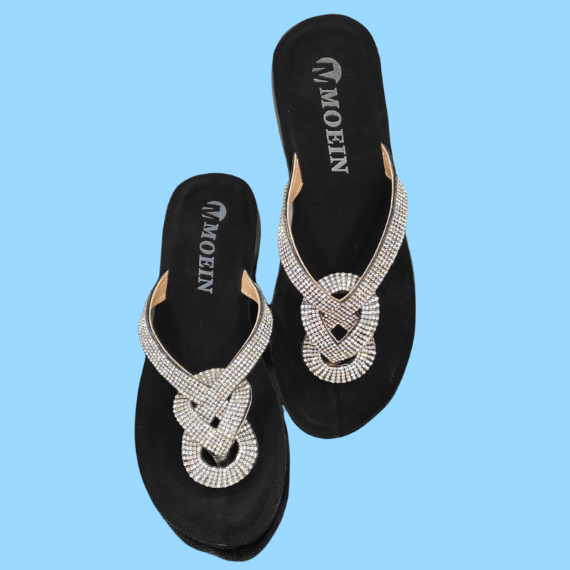 دمپایی لاانگشتی زنانه مدل طبی نگین دار آلفا