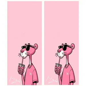 برچسب ستون خودرو طرح پلنگ صورتی کد BS052 بسته دو عددی