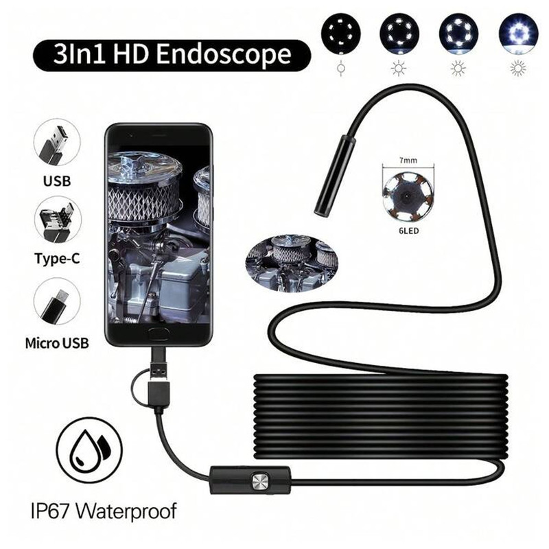 دوربین آندوسکوپی مدل چراغدار کد 10M Waterproof New