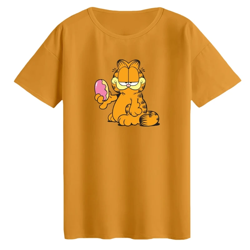 تی‌شرت لانگ آستین کوتاه زنانه مدل گارفیلد کد 03 رنگ پرتقالی