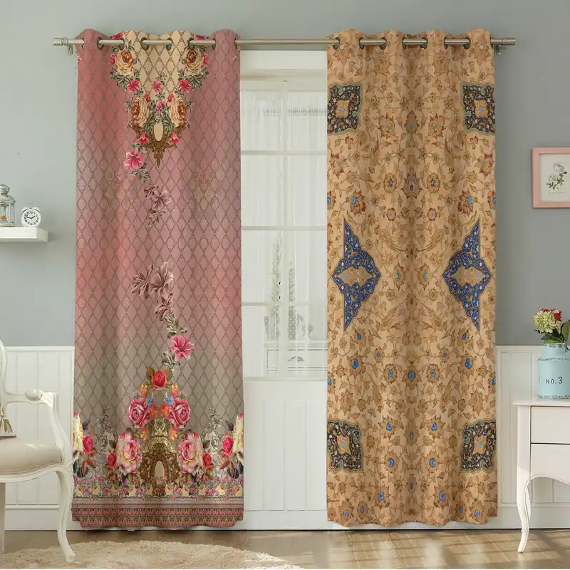 پرده نیروانا طرح سنتی مدل مخمل کد 4994سایز 140×280 سانتی متر