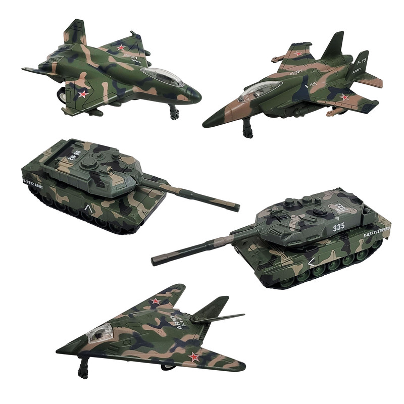 اسباب بازی جنگی مدل هواپیما جنگنده و تانک ارتشی کد 1324 مجموعه 5 عددی