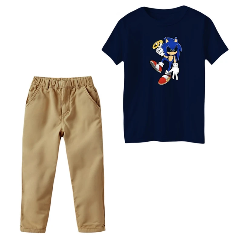 ست تی‌شرت و شلوار پسرانه مدل سونیک کد 03