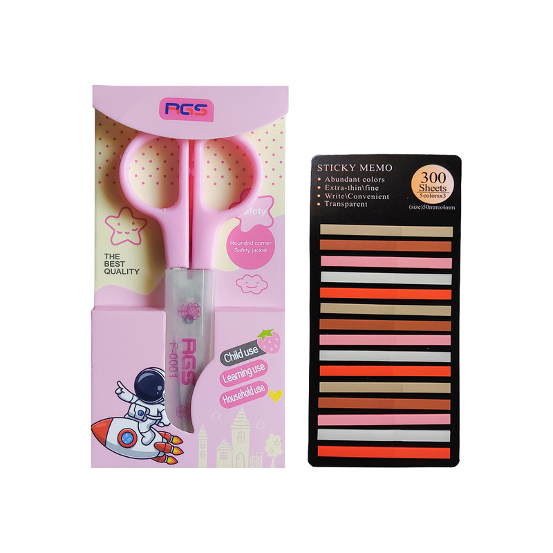 قیچی کاغذ غلاف دار سی جی اس طرح پاستلی به همراه کاغذ یادداشت