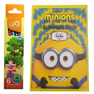 مداد رنگی 6 رنگ آوات مدل دشت به همراه دفتر نقاشی 40 برگ مجموعه 7 عددی