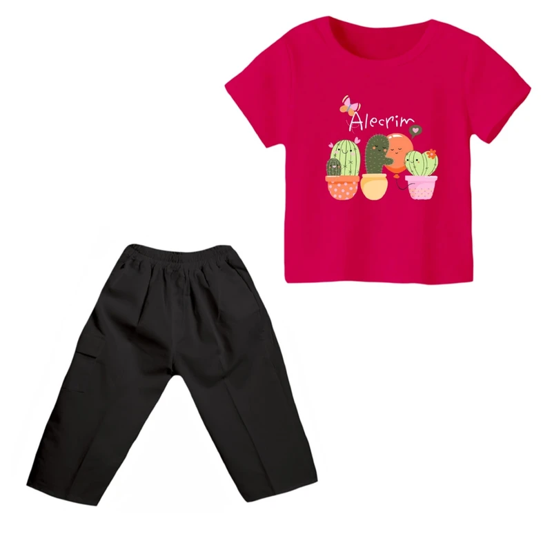 ست تی شرت و شلوارک دخترانه مدل کاکتوس ۲