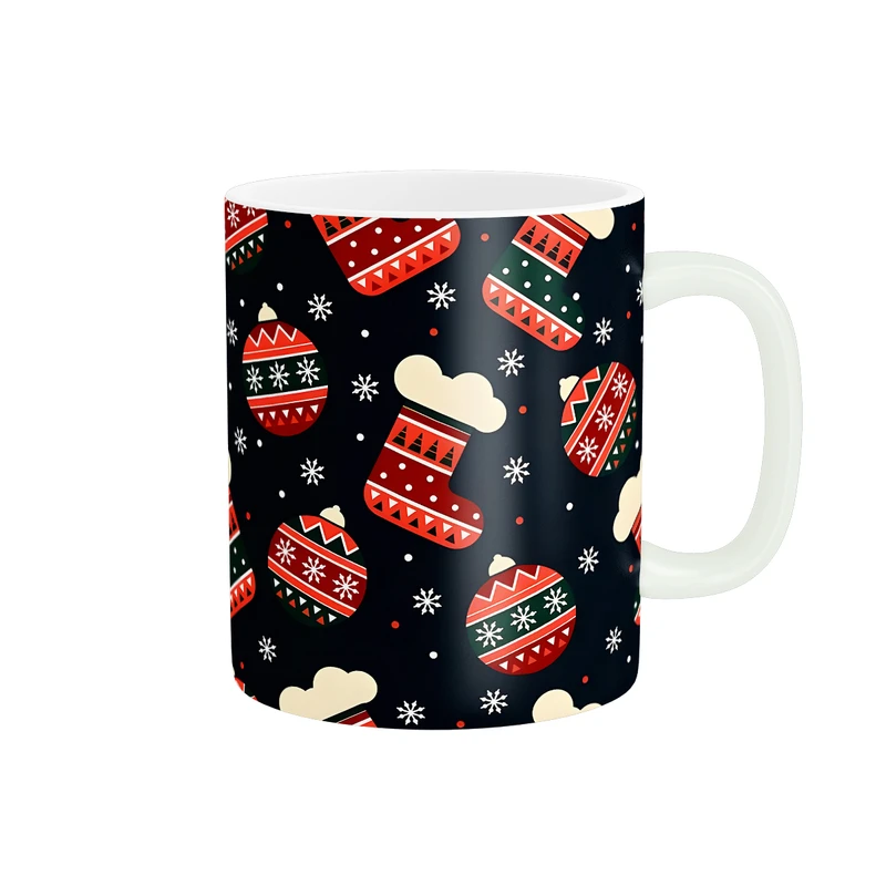 ماگ طرح الگوی هنری کفش و توپ زمستانی کد 1469