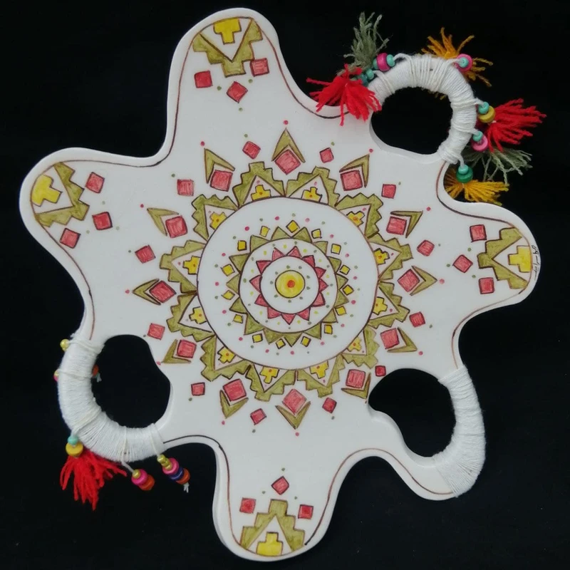 شیرینی خوری سرامیکی مدل پایه دار طرح جبه کد 7407366