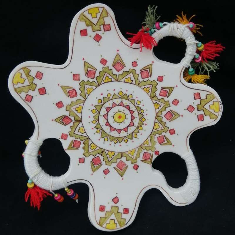 شیرینی خوری سرامیکی مدل پایه دار طرح جبه کد 7407366