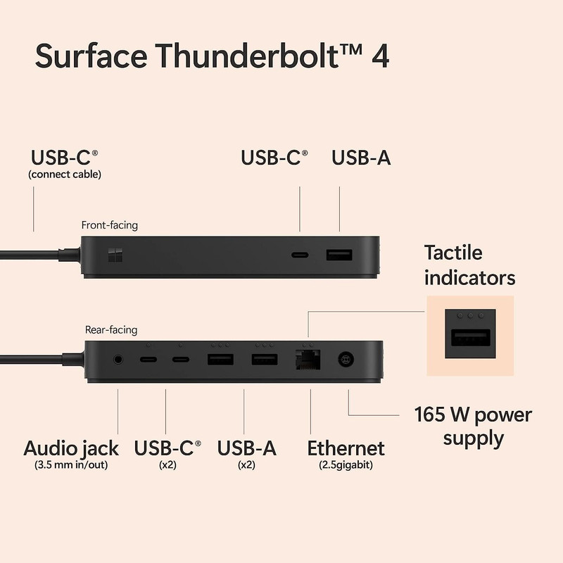 هاب 8 پورت USB-C مایکروسافت مدل  Thunderbolt 4