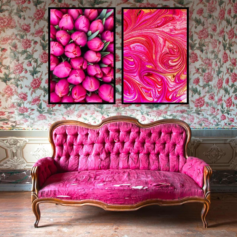 تابلو بکلیت طرح دکوراتیو گل لاله هلندی مدل B-585 مجموعه 2 عددی 