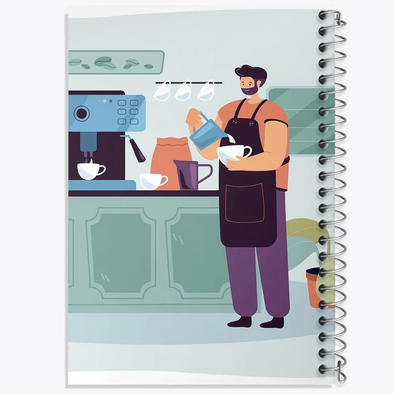 دفتر مشق 50 برگ خندالو مدل باریستا کافه چی کد 28132