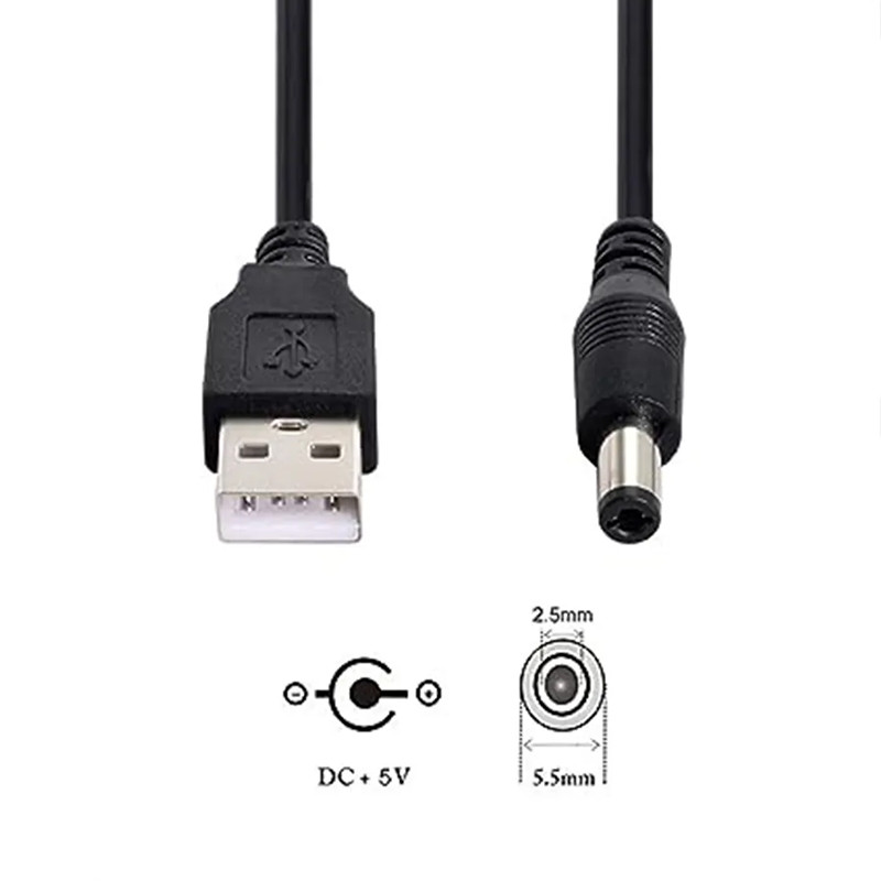 کابل تبدیل USB به DC کد 5V طول 0.8 متر