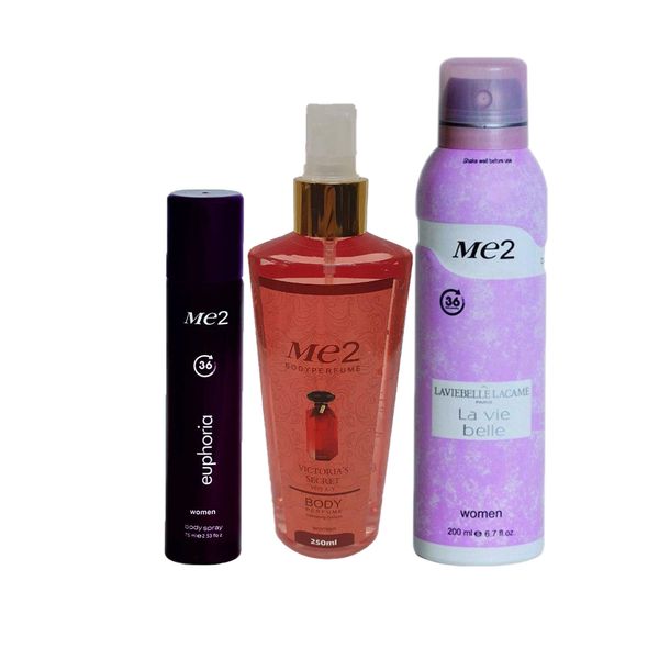 بادی اسپلش و اسپری بدن زنانه می تو مدل 208 مجموعه 3 عددی