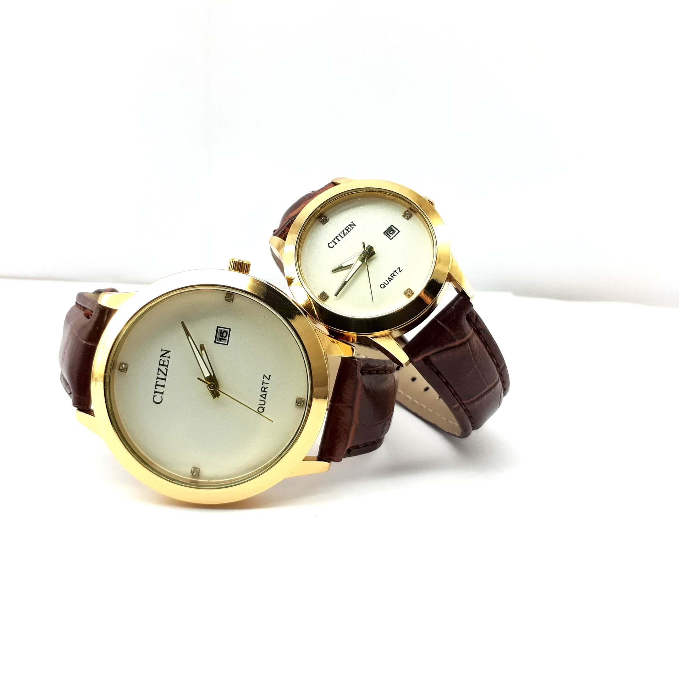 ست ساعت مچی عقربه ای زنانه و مردانه مدل الماس کد cit4-n