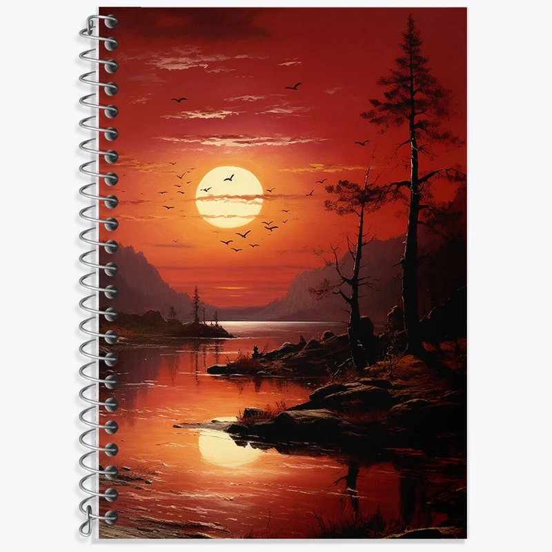 دفتر زبان 50 برگ خندالو مدل سه خط طرح غروب کد F409