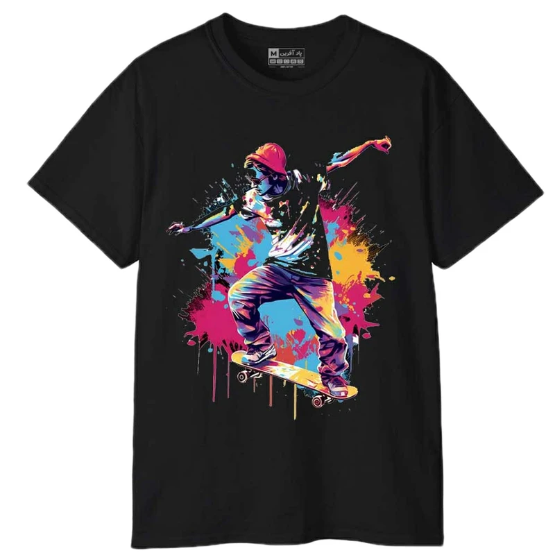 تی‌شرت آستین کوتاه مردانه پاد آفرین مدل اسکیت سواری کد 1754