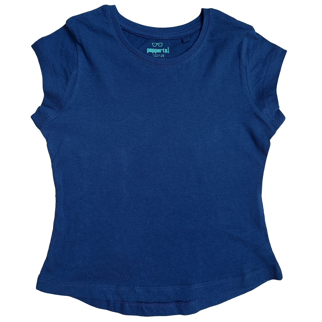 تی شرت آستین کوتاه دخترانه پیپرتس مدل اندامی رنگ آبی کاربنی