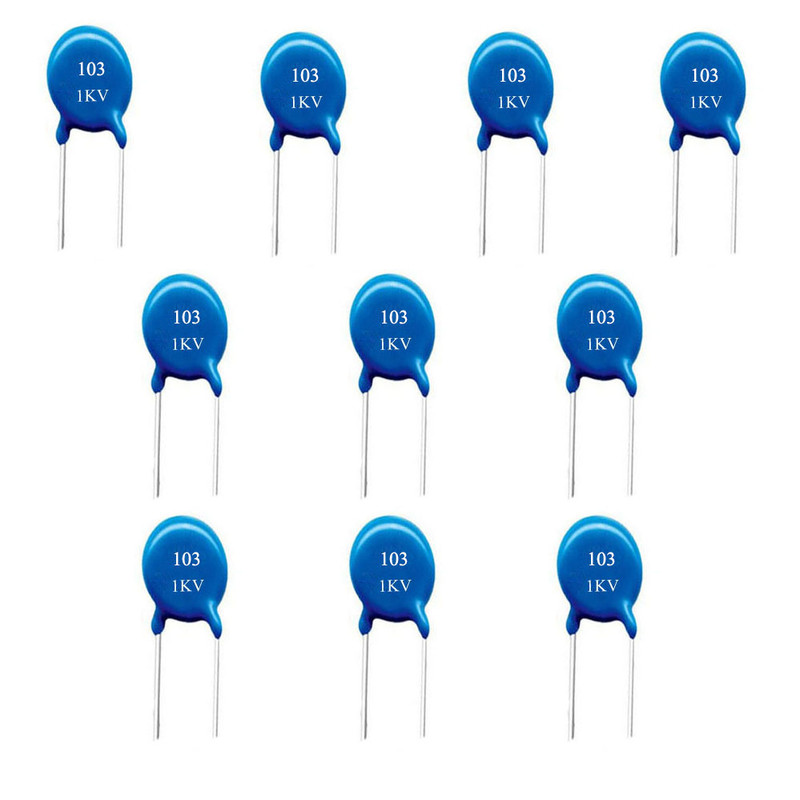 خازن سرامیکی 10 نانوفارد 1 کیلوولت کد 103 بسته 10 عددی