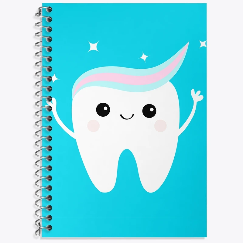 دفتر زبان 50 برگ خندالو مدل دو خط طرح دندان و دندان پزشکی کودکانه کد 36736