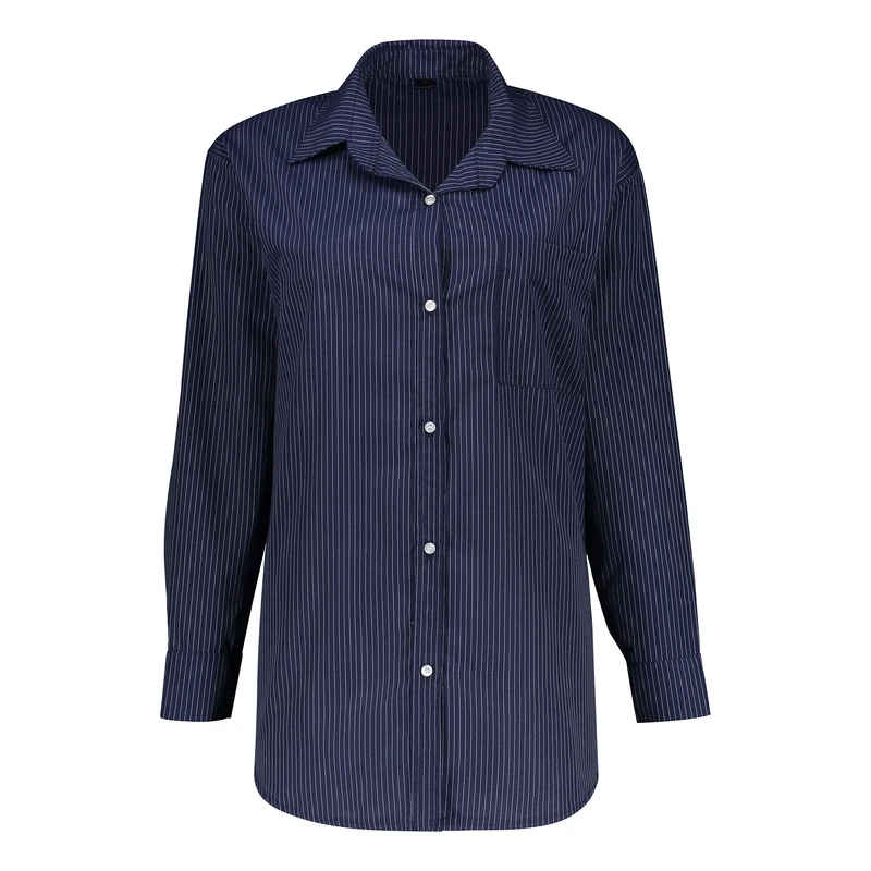 شومیز آستین بلند یقه برگردان زنانه مدل راه راه