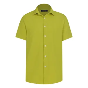 پیراهن آستین کوتاه یقه برگردان مردانه پاتن جامه مدل لینن MC8028