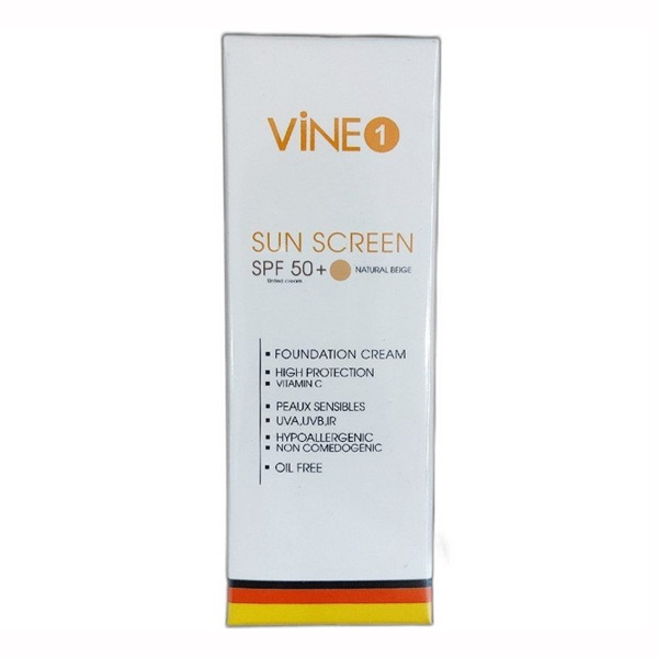 کرم ضد آفتاب رنگی واین وان SPF 50 مدل vitamin c محافظ UVA ،UVB و ir، آبرسان و ضد چروک ، مناسب انواع پوست حجم 50 میلی لیتر
