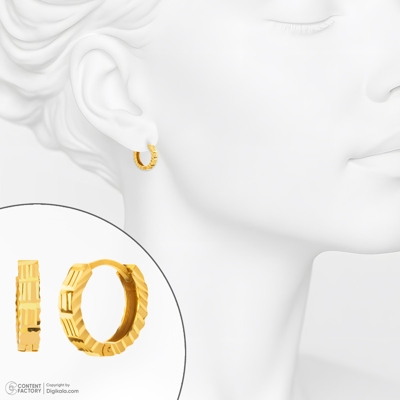 گوشواره حلقه‌ای طلا 18 عیار زنانه گلدم مدل امگا تراشE245007 - 6