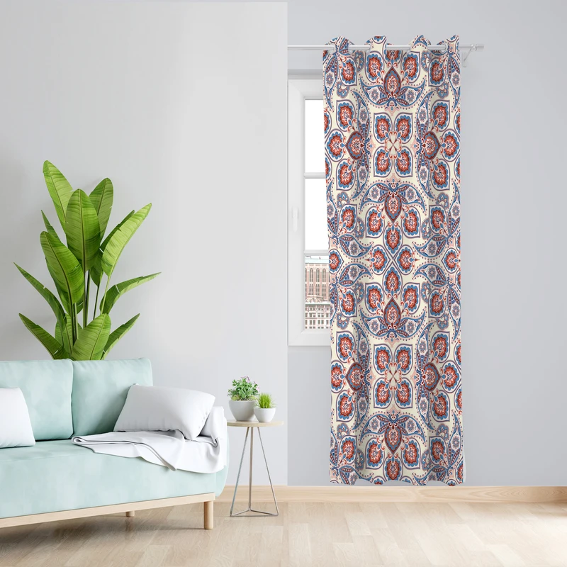 پرده طرح سنتی مدل مخمل پانچی کد  L 153 Z سایز 140x200 سانتی متر