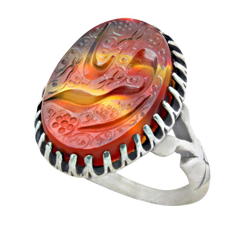 انگشتر نقره مردانه مدل عقیق خطی کد w12