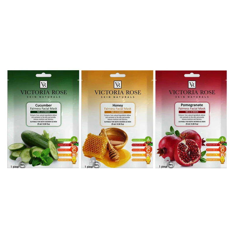 ماسک صورت ویکتوریا رز مدل آنتی باکتریال مناسب انوع پوست حجم 25 میلی لیتر بسته 3 عددی