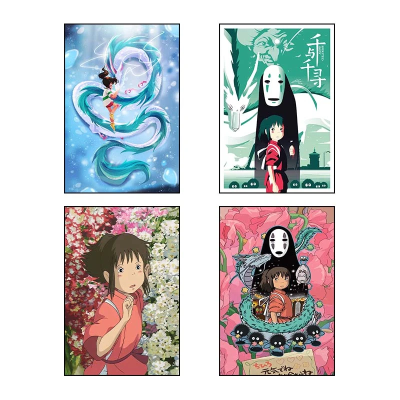 تابلو شاسي کارنيکا طرح شهر ارواح کد 17119 مجموعه 4 عددی