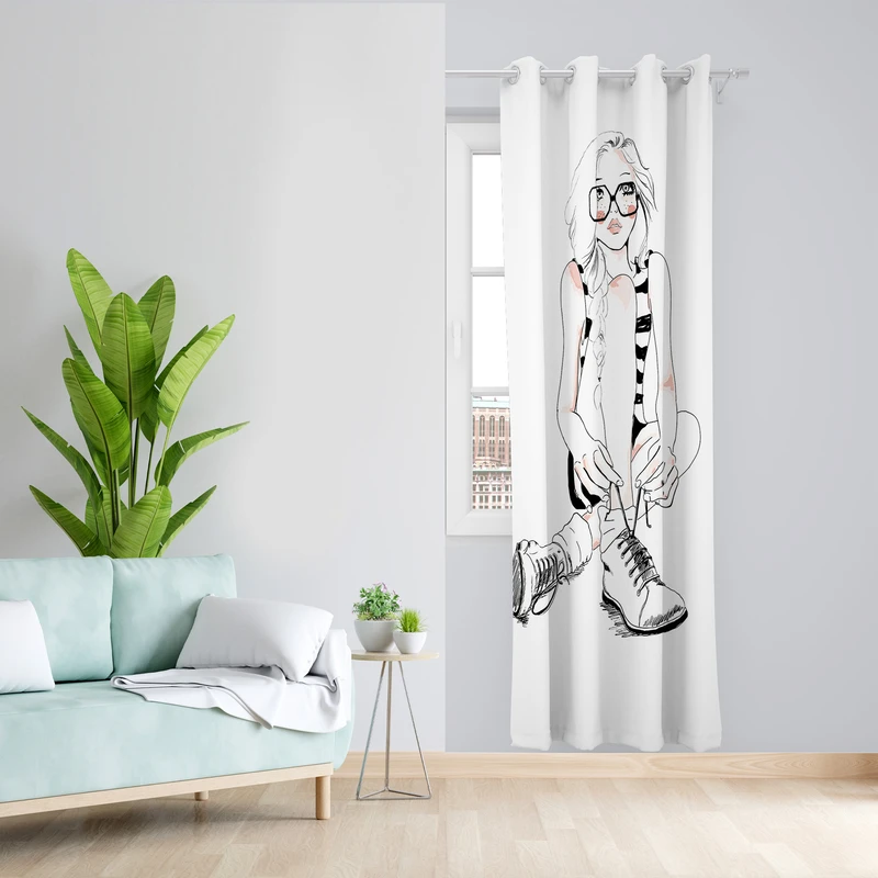 پرده طرح فانتزی مدل مخمل پانچی کد L 11674R Z سایز 140x200 سانتی متر