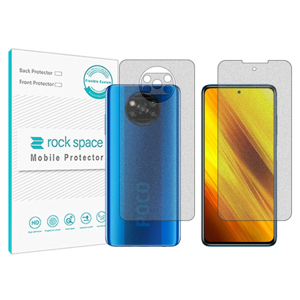 محافظ صفحه نمایش مات راک اسپیس مدل Anti Shock مناسب برای گوشی موبایل شیائومی Poco X3 NFC به همراه محافظ پشت گوشی
