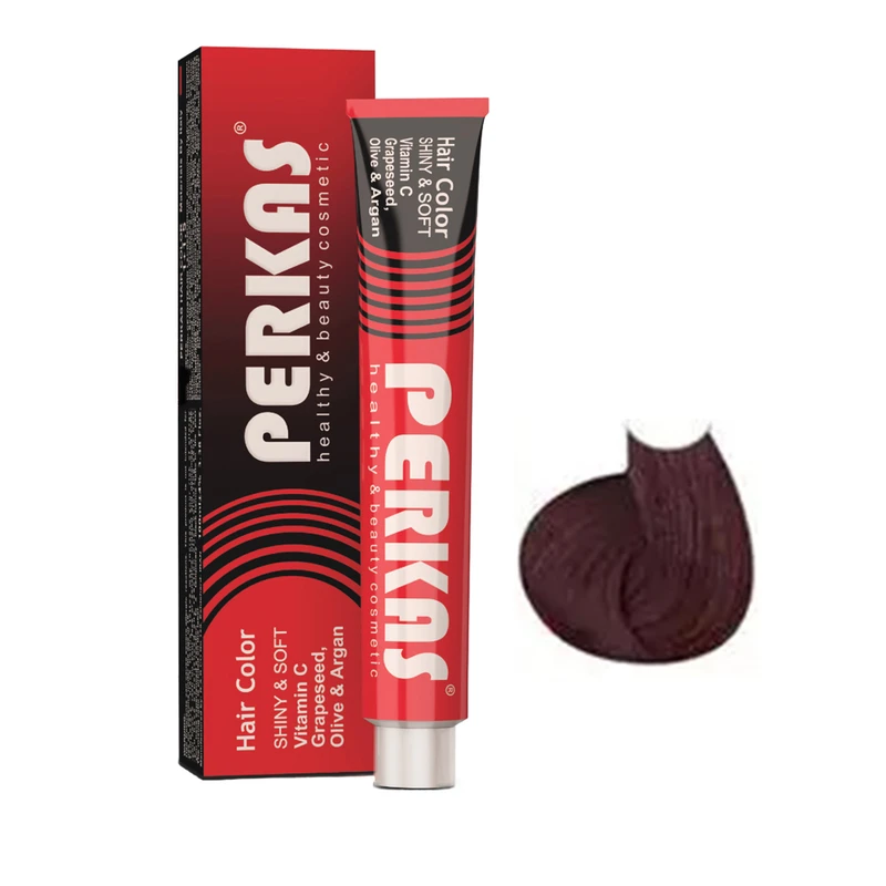 رنگ مو پرکاس شماره 4.68 حجم 100 میلی‌لیتر رنگ ماهگونی شرابی متوسط