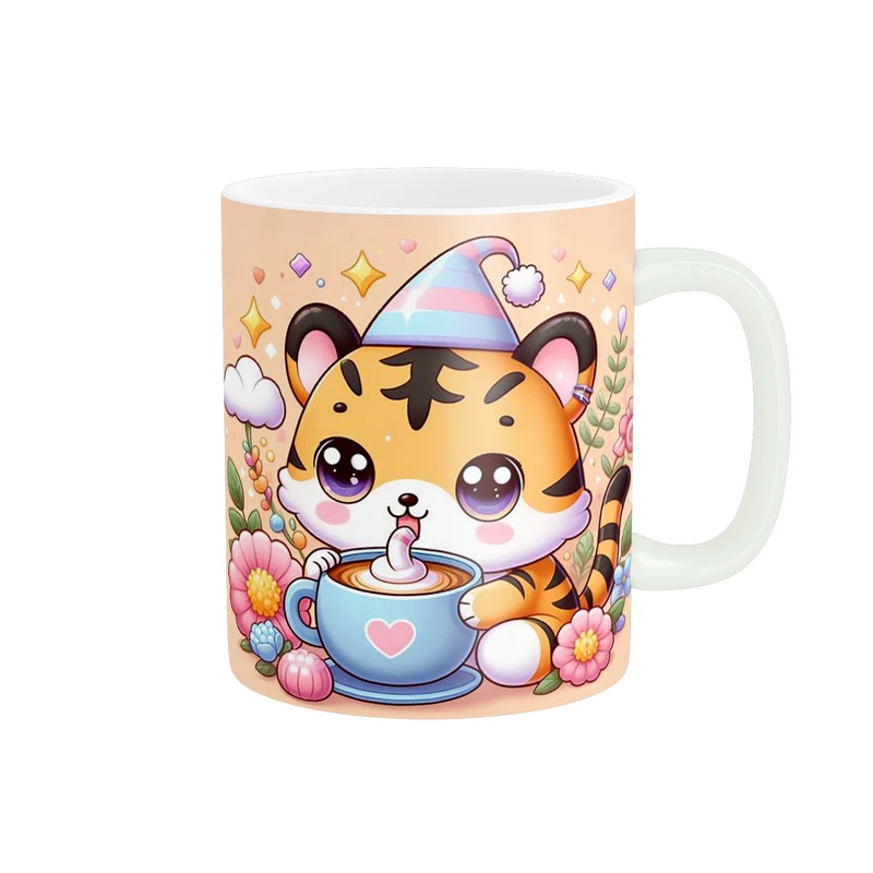 ماگ پاد آفرین طرح ببر کارتونی مدل قهوه کد 1417