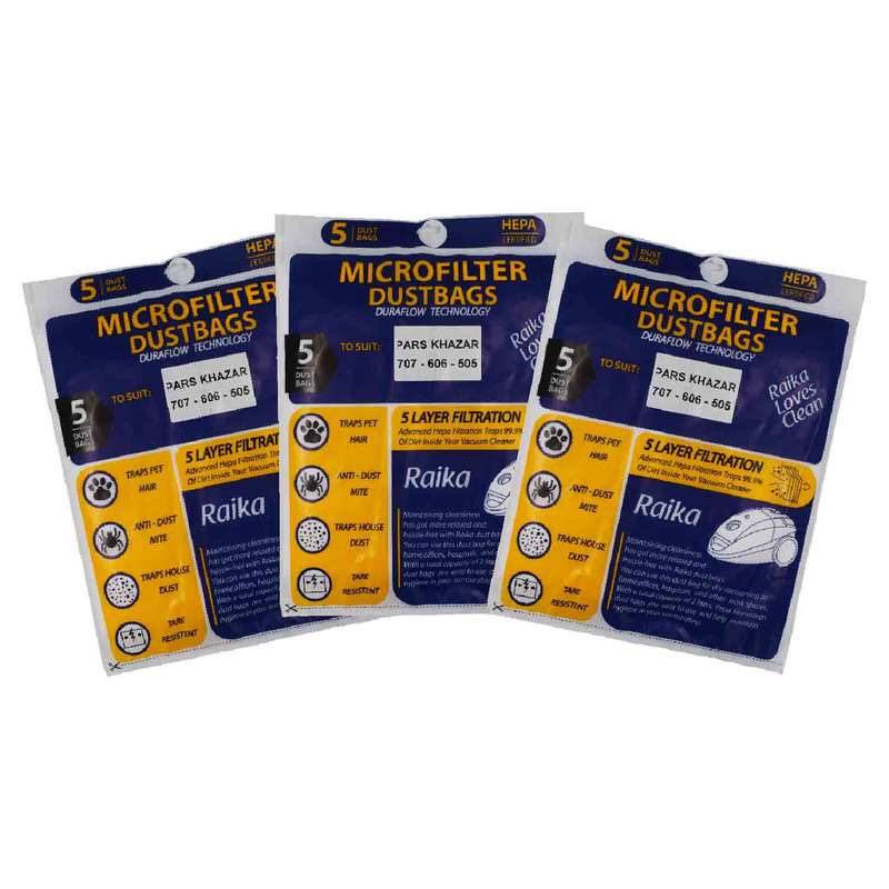 پاکت جاروبرقی رایکا مدل 01 مناسب پارس خزر 505 سه بسته 5 عددی پاکت جاروبرقی رایکا مدل 01 مناسب پارس خزر 505 سه بسته 5 عددی