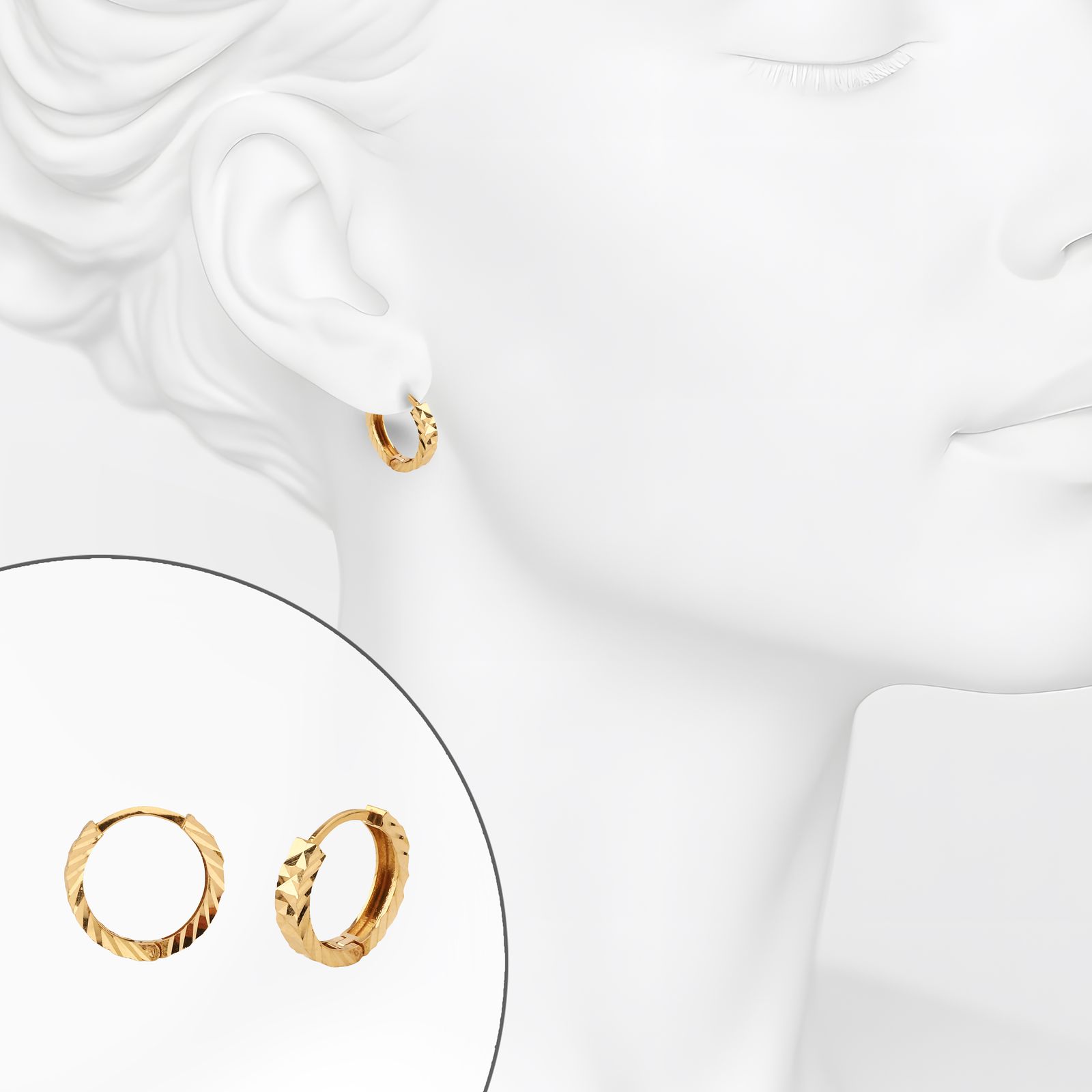 گوشواره حلقه‌ای طلا 18 عیار زنانه گلدم مدل E245011 -  - 7