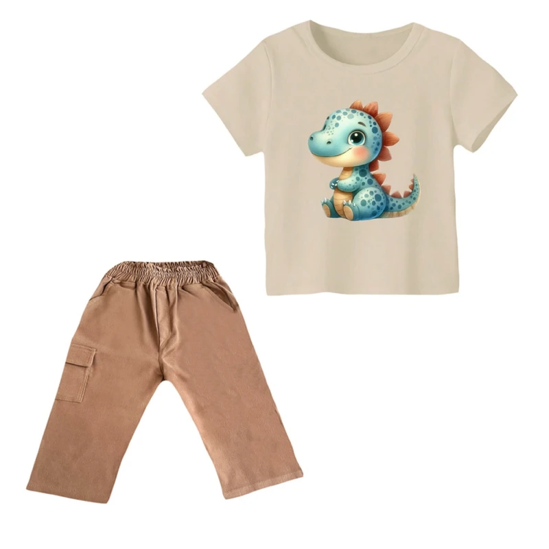 ست تی شرت و شلوارک پسرانه مدل دایناسور کد ۲۳