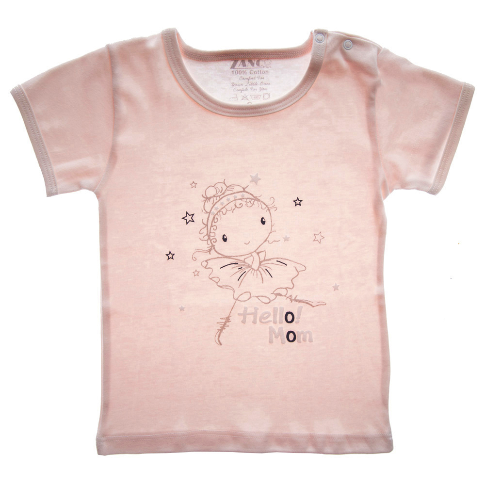 تیشرت آستین کوتاه نوزادی کد 92 رنگ صورتی