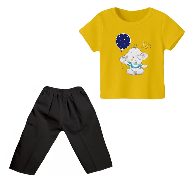 ست تی شرت و شلوارک دخترانه مدل فیل کد ۱۶