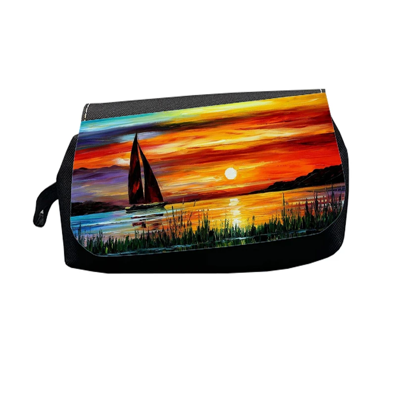 جامدادی طرح نقاشی غروب آفتاب قایق و دریا مدل J1064