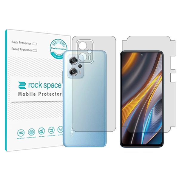محافظ صفحه نمایش شفاف راک اسپیس مدل HyGEL مناسب برای گوشی موبایل شیائومی Poco X4 GT به همراه محافظ پشت