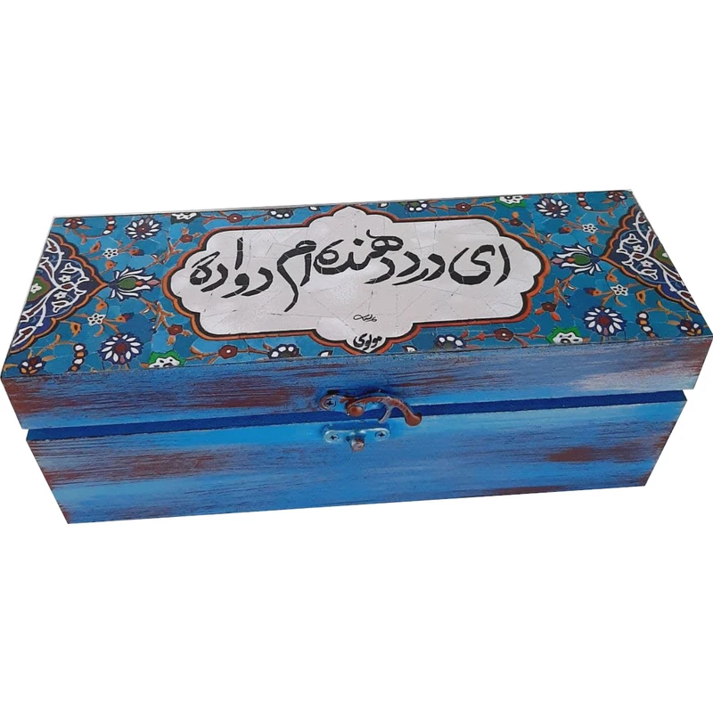 جعبه هدیه چوبی مدل سنتی طرح کاشی کد WB17